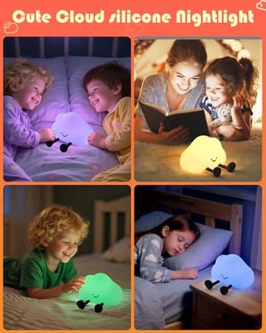 YISUN Cloud Night Light, Colorful Silicone Night Lights for Nursery, Rechargeable Dimmable Bedside Lamp with Timer, Soft Squishy Night Lamp Portable Kids Gift for Girls, Boys, Babies - Image 8