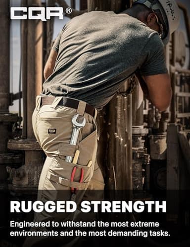 CQR Men's Quick Dry Work Pants, Water Resistant Outdoor Tactical Pants, Lightweight Stretch Cargo Hiking Pants, Frontline Khaki, 34W x 32L - Image 4