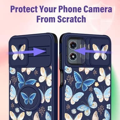 Funermei for Moto G Play 4G 2024 Case - Women Girls Cute Phone Cover Girly Pretty Aesthetic Butterfly Unique Design with Camera Cover and Ring Stand Funda for Motorola G Play 4G 2024 - Image 4