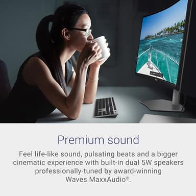 Dell S3221QS 32 Inch Curved 4K UHD (3840 x 2160), VA Ultra-Thin Bezel Monitor, 60Hz, 4MS Response Time, 90% DCI-P3, 99% sRGB, AMD FreeSync, HDMI, DisplayPort, Built in Speakers, VESA Certified, Silver - Image 4