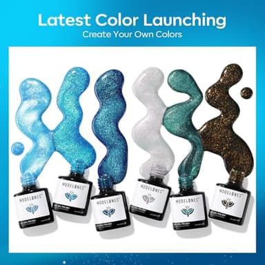 modelones Gel Nail Polish Set, 6 Colors Blue Green Glitter Cat Eye Black Silver Sparkle Shimmer Gel Polish Kit with Magnet Ocean Series Soak Off Nail Art Manicure Home Gift for Women Girl - Image 5