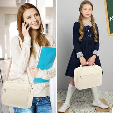 FINPAC Large Bible Cover w/Shoulder Strap, Carrying Book Case Church Bag Bible Protective w/Pen Slots and Zippered Pocket, Gift for Women Lady, Corduroy Beige - Image 5