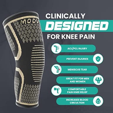 Modvel Compression Knee Brace for Women & Men, 2-Pack Knee Brace for Running Knee Pain, Knee Support Compression Sleeve, Workout Sports Knee Braces for Meniscus Tear, ACL & Arthritis Pain Relief - Image 7