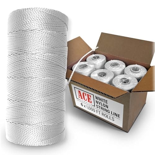 White Mason Line String Line - #18 Braided Nylon String - 6,000 Ft Length - Nylon Twine for Gardening Or Masonry Tools - Perfect Construction String for A String Level, Twine String for Gardening - Image 1
