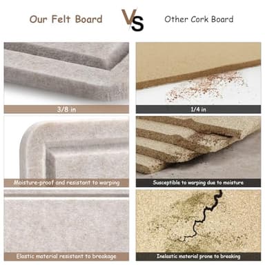 Large Bulletin Board, Foldable 72x48 Inches Cork Board Alternative, Large Felt Board Decorative Pin Board for Wall, Foldable Photo Board Self-Adhesive Vision Board with 36 Pushpins Light Khaki - Image 6