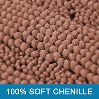 H.VERSAILTEX Bathroom Rugs Bath Rug Set 2 Piece Bathroom Contour Rug Toilet Mat Non Slip Contour Bath Rug Ultra Thick Water Absorbent Striped Bath Mats Washable(47" x 17" Plus 20" x 20" U, Muted Clay) - Image 3