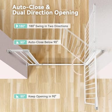 COMOMY 30" Tall Baby Gate for Stairs Doorways, Fits Openings 29.5" to 40.5" Wide, Auto Close Extra Wide Dog Gate for House, Pressure Mounted Easy Walk Through Pet Gate with Door, White - Image 3