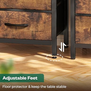 Huuger Nightstand with Charging Station, 27.6 Inch Bedside Table with Fabric Drawers, End Table with USB Ports and Outlets, Night Stand for Bedroom, Rustic Brown - Image 8