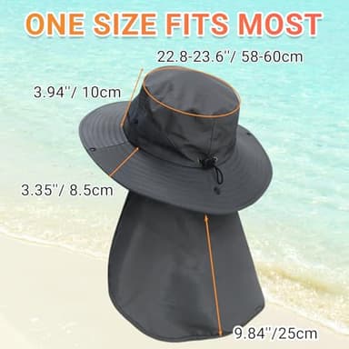 NPQQUAN Sun Hats for Men Women with Neck Flap UPF 50+ UV Protection Wide Brim Bucket Hat Safari Hiking Fishing Hats Green（Neck Flap） - Image 6