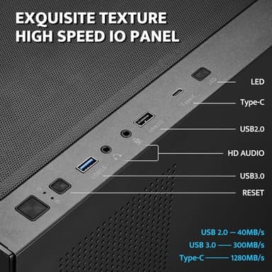 darkFlash ATX Mid-Tower PC Case, Pre-Install 1 Non-LED PWM Fans Computer Case, Full View Dual Tempered Glass Gaming PC Case, Type C Port, Supports up to 360mm Water Cooling Radiator, Black(DS900) - Image 5