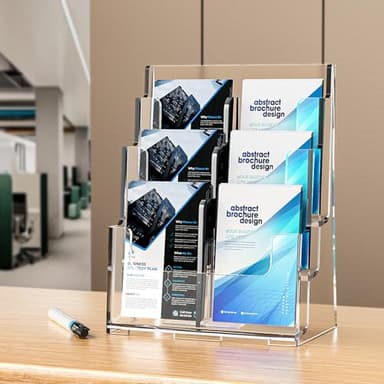 FUCDTEFC Acrylic Brochure Holder 8.5x11, Clear 3 Tier Magazine Holder Brochure Display Stand With Removable Divider for 4 x9 Inch Literature Pamphlet Flyer Holder for Wall Mount or Countertop - Image 8