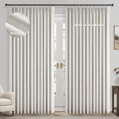 Topfinel Extral Wide Curtains, Pinch Pleated 100% Blackout Linen Drapery Panels with Hooks, Pinch Pleat Drapes for Patio Sliding Door Large Window Living Room Track, 72" Wx96 L 1 Panel - Image 1