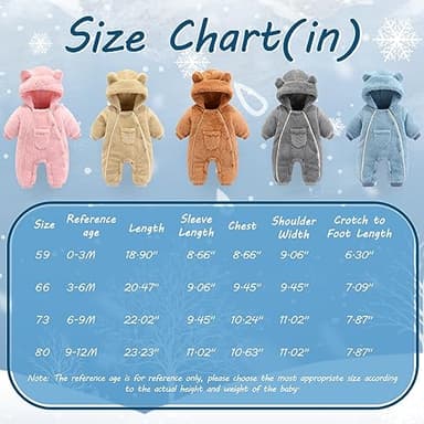 AiWMGL Newborn Baby Bear Outfit Suit 3-6 Months Girls Boys Fleece Jumpsuit Romper Hooded Coat Winter Clothes Outwear Snowsuit - Image 7