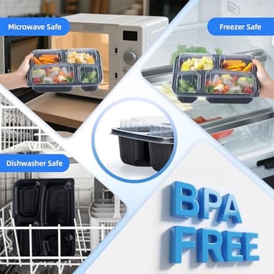 YANGRUI Meal Prep Container with Lid 40 Pack 34 oz - Reusable 4 Compartment Quad Seal Leak Defense Food Containers | BPA Free Flexible PP Plastic | Shrink Wrap Microwave & Dishwasher Safe Takeout Box - Image 5