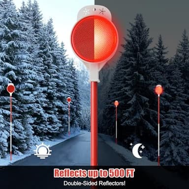 Driveway Markers, 8 Pack 0.5 Inch Diameter Metal Poles Double Side Driveway Reflectors Markers for Walkways, Snow Stakes with Reflective Tape, Easy Visibility - Image 7