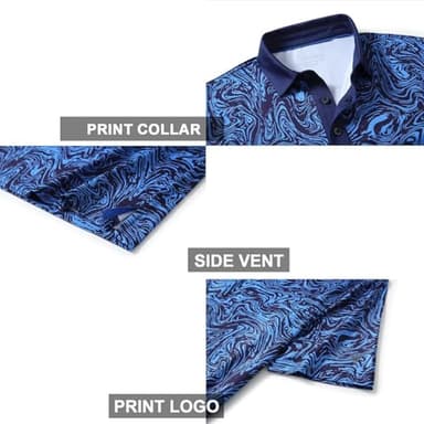 Golf Shirts for Men Dry Fit Short Sleeve Print Performance Moisture Wicking Polo Shirt - Image 4