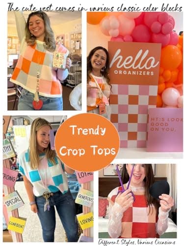 Womens Fall Crop Tops 2025 Cap Short Sleeve Sweater Vest Loose Shirts Business Summer Vacation Outfits Trendy Winter Top - Image 6