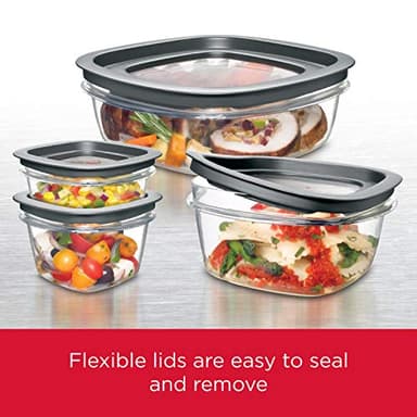 Rubbermaid 28-Piece Clear/Grey Food Storage Containers, Premium Snap Bases, and Various Size Lids, Perfect for Meal Prep, Leftovers, and Dishwasher Safe - Image 3