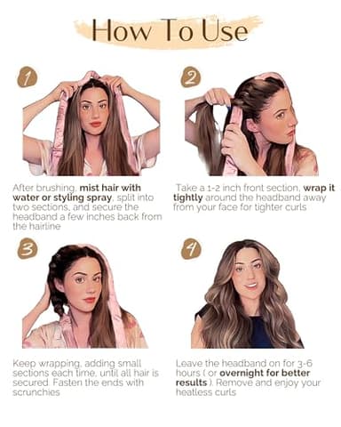 Yanibest Heatless Hair Curler, No Heat Hair Curlers to Sleep in, Super Soft Ribbon Wrap for Long Hair, Overnight Heatless Curling Set with Scrunchies and Clip, for All Hair types - Image 6