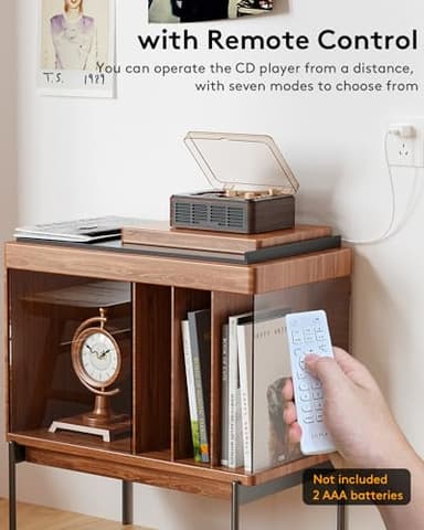 CARONSORT CD Player with Speakers Bluetooth Nostalgic Retro Portable CD Players for Home Wood Music Player FM Radio for HomeWired and Remote Control-Walnut Brown - Image 6