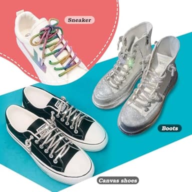 HERSAUL Bling Shoe Laces for Sneakers & Concert Outfits - 2PCS Rhinestone Sparkle Laces, Metallic Glitter Rope for Boots, Hoodies, Rave Costumes, Festival Accessories (47" Length, Silvery) - Image 4
