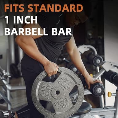 Fitvids Cast Iron 1-Inch Standard Weight Plate for Strength Training & Weightlifting, Multiple Weights Available, 45LB (Pair) - Image 5