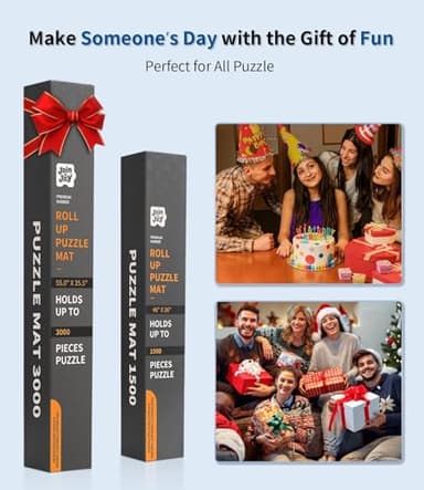 Join&Joy Jigsaw Puzzle Mat Roll Up, Rubber Saver Pad 46" x 26 ", with 4 Sorting Trays & Travel Storage Bag, Portable Rollup Puzzles Keeper, Up to 1500 Pieces - Image 6