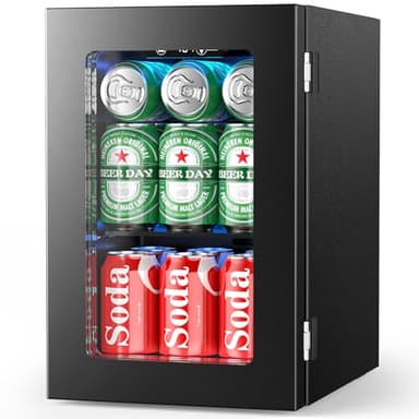 Electactic 24 Cans Beverage Refrigerator Cooler, Mini Fridge Countertop Drink Cooler for Soda, Canned Beer, Adjustable Digital Temperature Control for Home Dorm Office, Black - Image 1