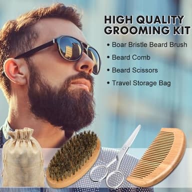 Beard Kit for Men Grooming & Care W/3 Pack Beard Oil, Wash, Balm, Comb, Brush, Scissors,Anniversary Valentines Birthday Fathers Gifts Idea for Husband Him Boyfriend Dad Men Christmas Stocking Stuffers - Image 6