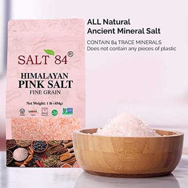 Salt 84 Himalayan Pink Salt, Fine Grain, Non-GMO – Kosher Rock Salt for Cooking – 6 lbs. (6 x 1 Pound Bags) - Image 2