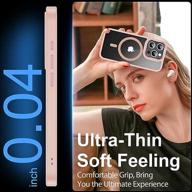 Temdan Designed for iPhone 15 Pro Case, [Compatible with Magsafe][Anti-Yellowing][Military-Grade Protection] Shockproof Protection Slim Sleeve Cover, Clear Pink - Image 7