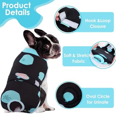 AOFITEE Dog Recovery Suit, Soft Recovery Suit for Female Male Dogs, Anti-Licking Dog Onesie for Abdominal Wounds, Dog Surgery Recovery Suit After Spay Neuter, Substitute Cone & Collar Dog Bodysuit, L - Image 2