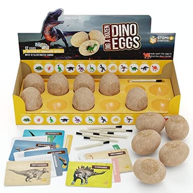 Dan&Darci Dig a Dozen Dino Egg Kit for Kids - Dinosaur Toys Gift 3-12 Year Old - 12 Eggs & Surprise Dinosaurs - Basket Stuffers - Science STEM Activities - Boy Toy Party Gifts for Boys & Girls - Image 9