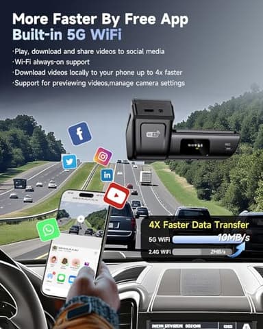 OVAMAN F8 Car Camera Dash Cam Front and Rear, 4K+1080P 170° Wide Angle Dual Dash Camera for Cars with 64GB Card,Wireless 5G WiFi&App Control,WDR/HDR Night Vision, 24H Parking Mode,Loop Recording - Image 9