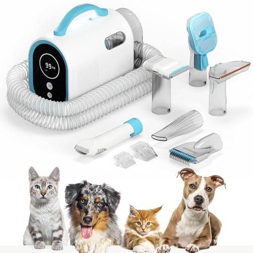Uproot Clean Dog Grooming Kit - Cordless & Ultra-Quiet Pet Vacuum Groomer with Brush, Detangler, Deshedder, Trim, Clean, & Dry Attachments - Complete Cat & Dog Grooming Vacuum for Your Shedding Pets - Image 1