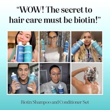 Rosemary Biotin Shampoo and Conditioner Set - Volumizing Shampoo and Conditioner for Thinning Hair for Women & Men with Nourishing B Vitamins - Color Safe Sulfate Paraben & Silicone Free (16 Fl Oz) - Image 2