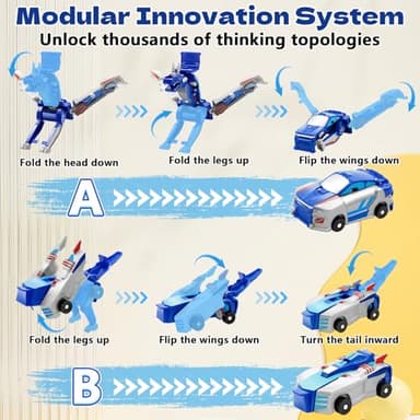 Intoypad Collision Transforming Dinosaur Car Toy, 2 Magnetic Cars Transform into Dinosaur Toys for Kids Toddler Fun Deformation Robot Dino Car Christmas Birthday Gift Toys for Boys Girls(Blue Dragon) - Image 7