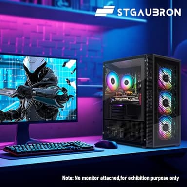 STGAubron Gaming PC Computer Desktop, Intel 10th Gen G5905 3.5G, Radeon RX 580 8G GDDR5, 16G DDR4, 512G SSD, WiFi, BT 5.0, RGB Fan x 4, Windows 11 Home - Image 4