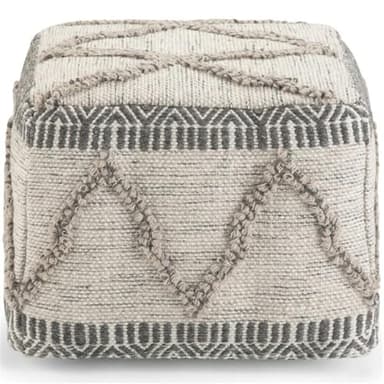 SIMPLIHOME Sweeney Boho Square Pouf in Grey, Natural Handloom Woven Pattern for the Living Room, Bedroom and Kids Room - Image 4