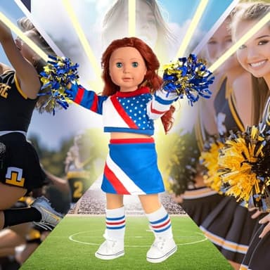 18-inch-Doll-Clothes-Accessories ARTST 18 Doll Accessories American Doll Clothing Dress Outfit Set with Hat Shoes Socks WaistBag for Girls - Image 2