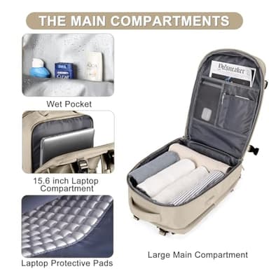 Large Travel Backpack For Women Men Airline Approved Carry On Backpack Flight Approved Waterproof Sports Luggage Backpack Casual Daypack Hiking Backpack - Image 4