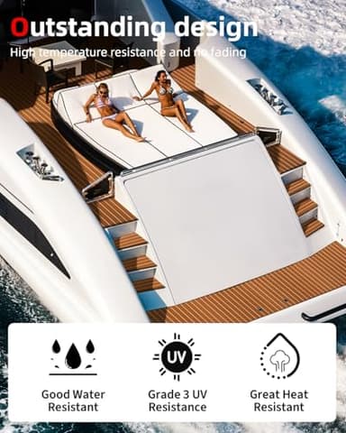 Abahub EVA Foam Boat Decking 96''x24'' Self-Adhesive Faux Teak Marine Flooring Sheet Traction Pad for Boats Surfboard, Brown with White Seam Lines - Image 5
