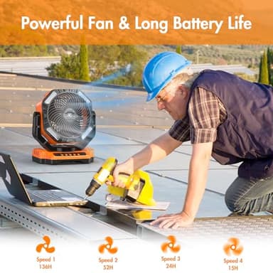 40000mAh Battery Powered Camping Fan - 136H Max Cooling, Rechargeable Battery Operated Oscillating Floor Fan with Charger, Remote & Hook, Portable for Tent Outdoor Patio Garage Hurricane Power Outage - Image 3
