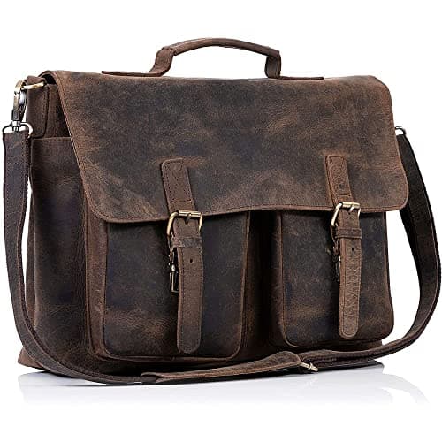 KomalC 16 Inch Leather briefcase Laptop Messenger Bags for Men and Women Best Office Satchel Bag - Image 1