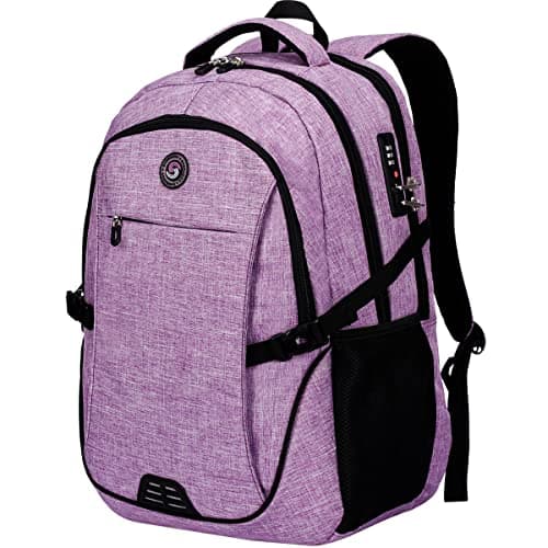 SHRRADOO Anti Theft Laptop Backpack Travel Backpacks with usb Charging Port for Women Men High School College Backpack Computer Bag Fits 17 Inch Laptop,Purple - Image 1