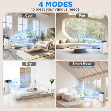 Humhold 14000 BTU Portable Air Conditioners with Remote Control, 3-in-1 Free Standing Cooling AC Unit with Fan & Dehumidifier, Cools Room up to 700 sq.ft, Smart/Sleep Mode,3 Speed,Auto Swing,24H Timer - Image 3
