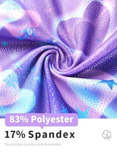 Nokecina Girls Gymnastics Leotards 2 Pack Size 4t 5t Purple Hearts Unitards Bodysuits Pink Stars Sparkly Biketard - Image 5