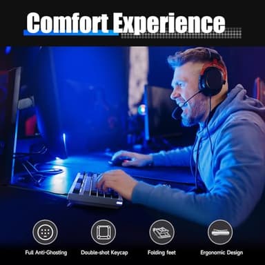 KEMOVE K98SE Mechanical Gaming Keyboard, 98 Keys LED Backlit Programmable, 96% Wired Computer Keyboard with Double Sound Dampening Foam, Pre-lubed Red Switch - Image 6