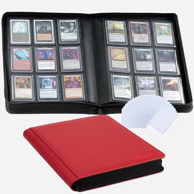 9-Pocket Toploader Binder, Clovecat Premium Card Book， Holds 252 Trading Card with 20 Removable Top-loader Sleeves，PU Card Holder Folders,Card Album for MTG, TCG, Yugioh, Game & Sports Cards(Red) - Image 1
