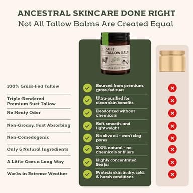 Beef Tallow for Skin - Tallow And Herbal Balm For Face - Tallow Face Moisturizer - Beef Tallow Moisturizer - Tallow Balm - Grass Fed Beef Tallow For Skin - Tallow Face Cream Lotion (5.0, Herbal-Rose) - Image 6